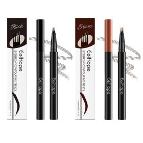 Eelhope Four-Prong Eyebrow Pencil Micro-Prong Applicator Waterproof And Sweat Resistant Long-Lasting Eyebrow Pencil Moisturizes And Nourishes Mak
